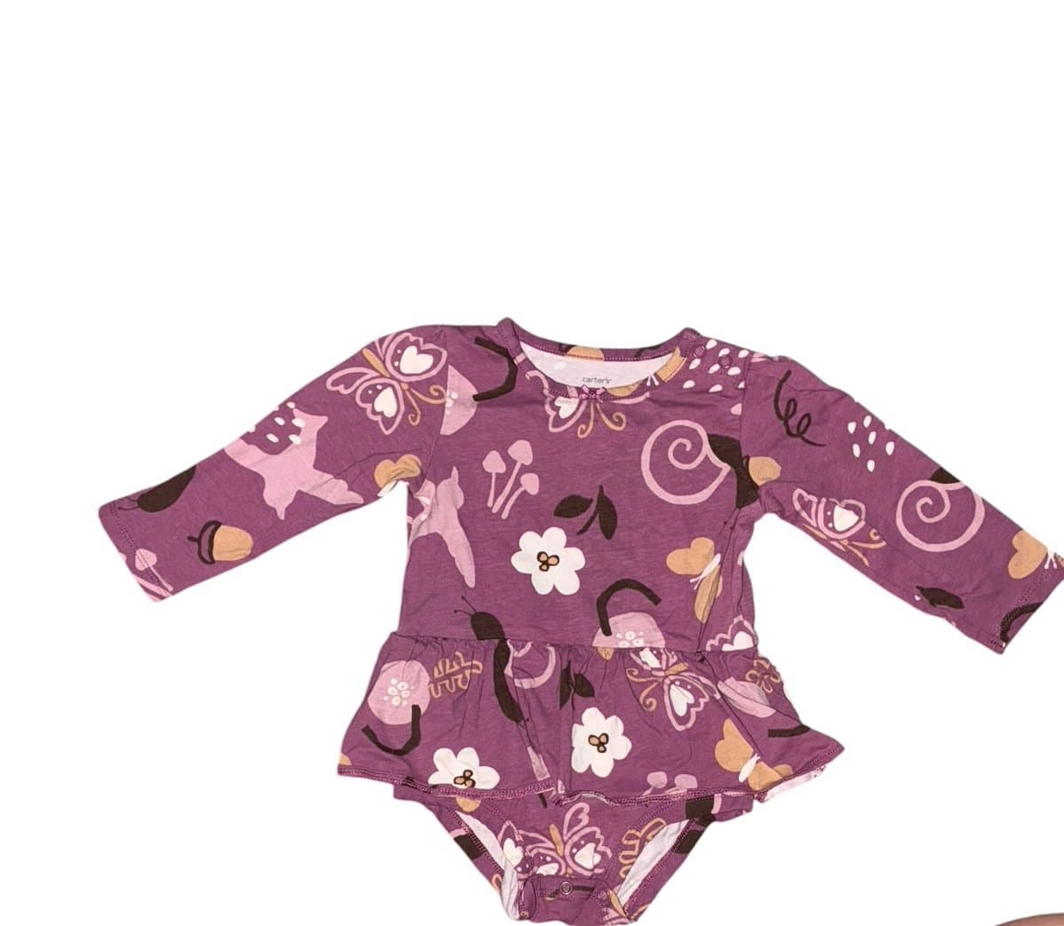 Carter’s 18M Purple Floral Butterfly Bodysuit Long Sleeve Baby Girl Outfit