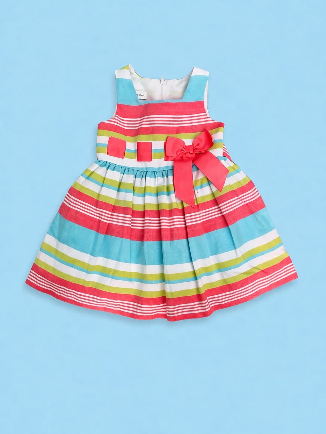 Bonnie Jean Toddler Dress 2T Bright Stripe Bow Spring Summer Girls Dress
