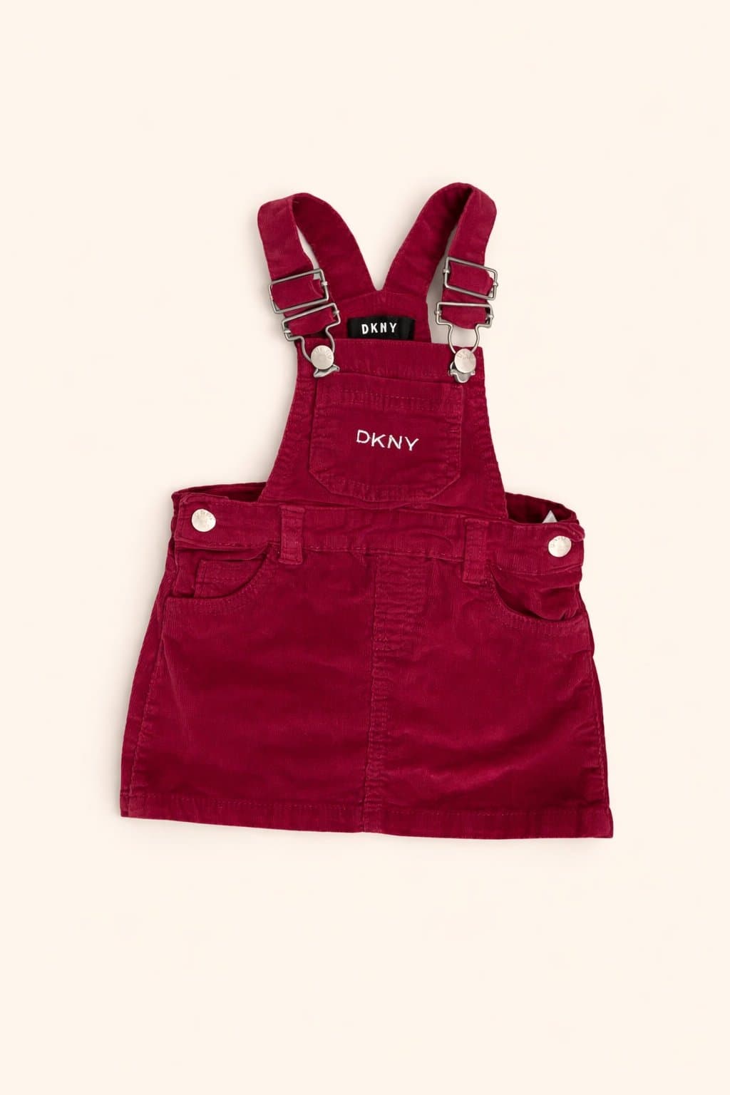 DKNY Baby Corduroy Overall Dress 12M Burgundy Jumper Skirt