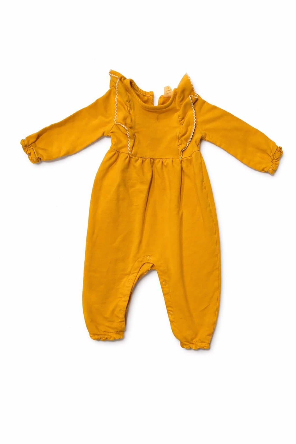 Wonder Nation Baby Girl Romper 18M Mustard Yellow Ruffle Long Sleeve Outfit