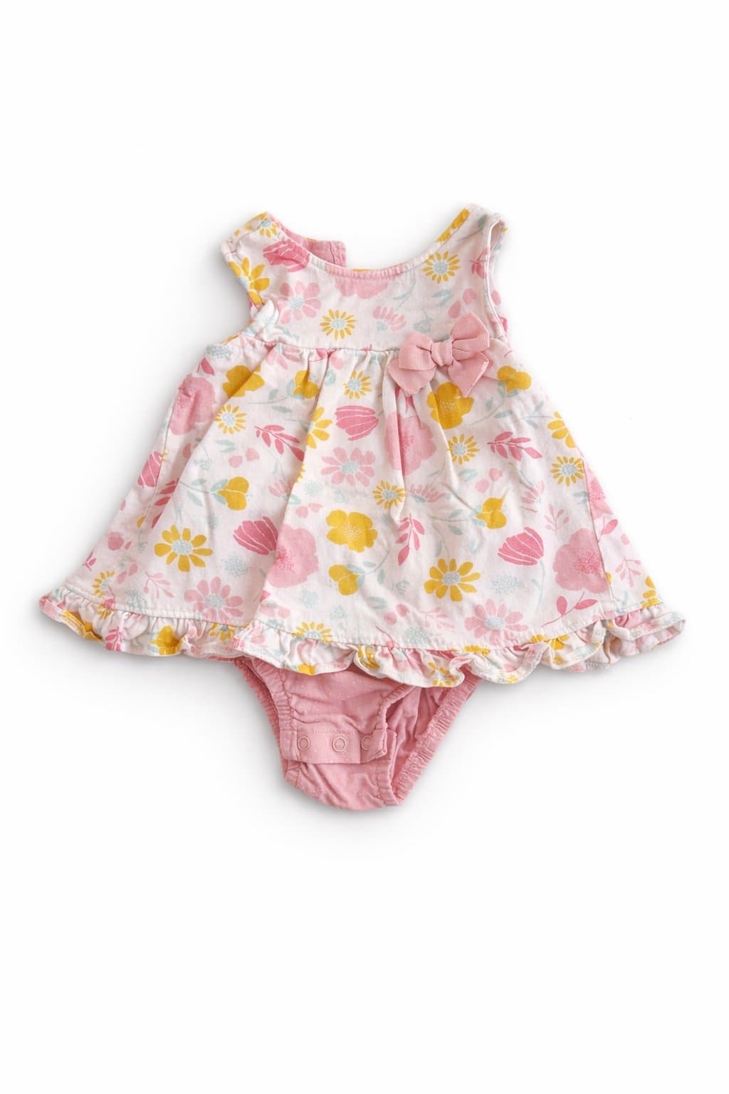 Carter’s Baby Girl Floral Dress Onesie 12M Pink Yellow Spring Easter Outfit