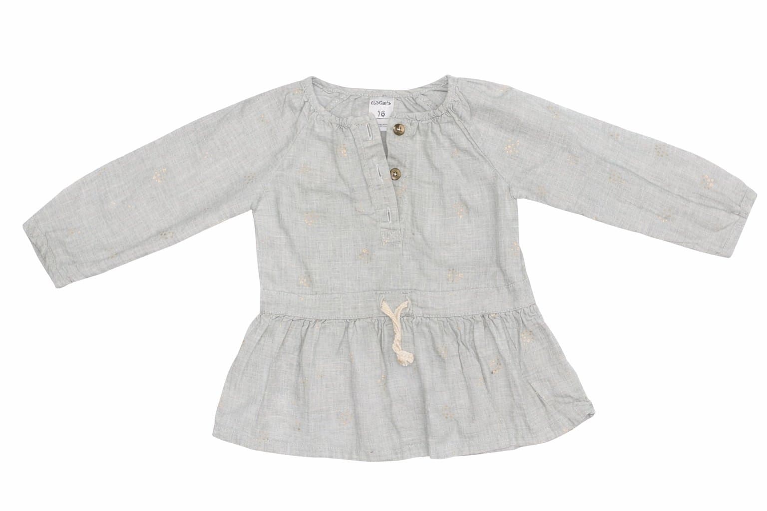 Carter’s 18M Baby Girl Peplum Top Gold Floral Lightweight Long Sleeve Blouse
