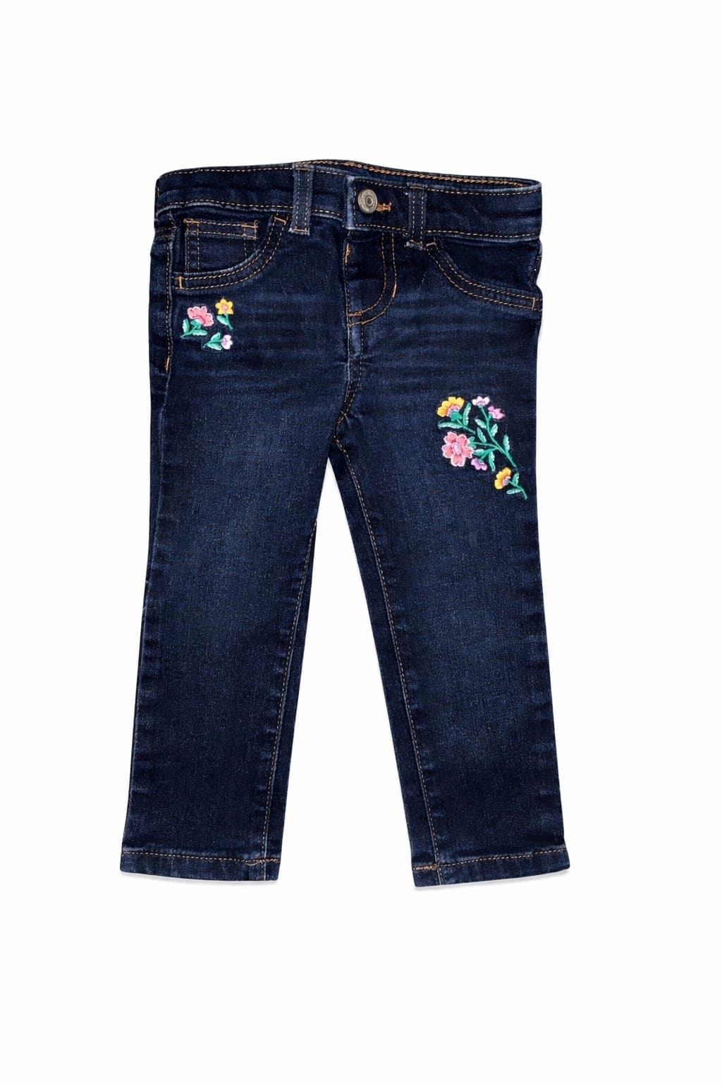 Jumping Beans 18M Girls Jeans Embroidered Floral Dark Wash Toddler Denim Pants