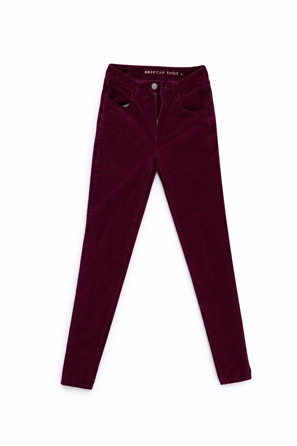 American Eagle Hi-Rise Jegging Corduroy Pants Women’s 4 Long Burgundy Skinny