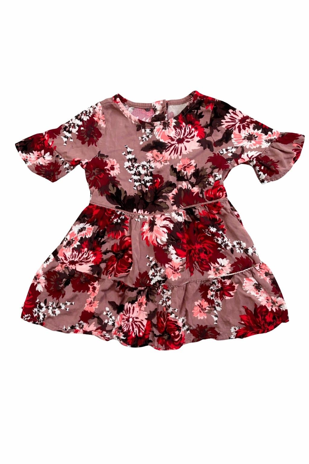 Crazy 8 Floral Toddler Dress 18-24 Months Burgundy Pink Long Sleeve Fall Dress