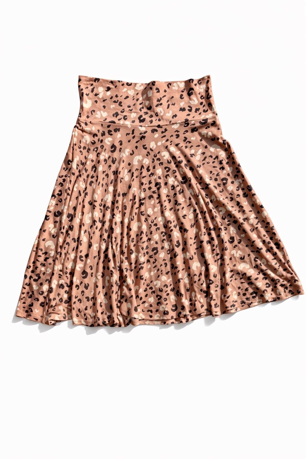 Acting Pro Leopard Print Skater Skirt High Waisted Flowy Stretch Womens