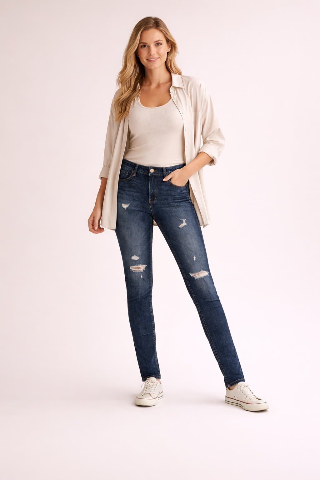 American Eagle Hi Rise Jegging Jeans Size 6 X-Long Dark Wash Distressed Stretch
