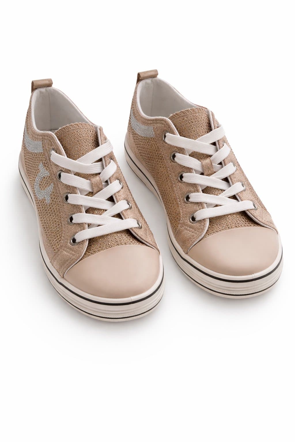 True Religion Addilyn Gold Rhinestone Low-Top Sneakers – Women’s US 8