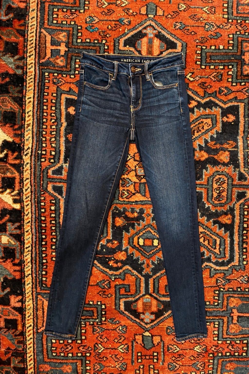 American Eagle Women’s Dark Wash Skinny Jeans Size 4 Long Stretch Denim