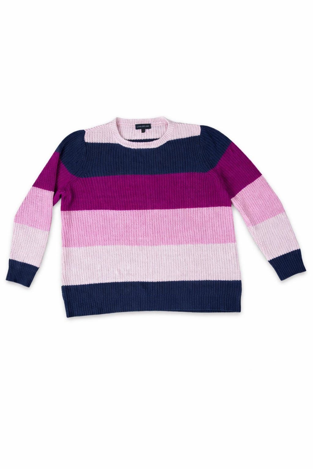 Lane Bryant Striped Chunky Knit Sweater Women’s 18/20 Pink Purple Navy Crewneck