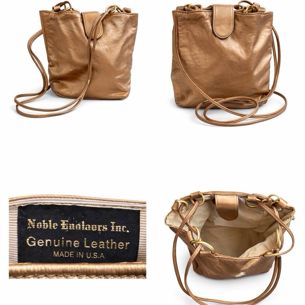 Vintage Noble Endeavors Inc. Genuine Leather Bucket Crossbody Bag – Made in USA