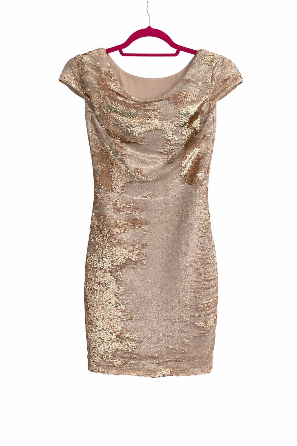 Vince Camuto Reversible Sequin Cocktail Dress | Champagne Rose Gold | Size 0P