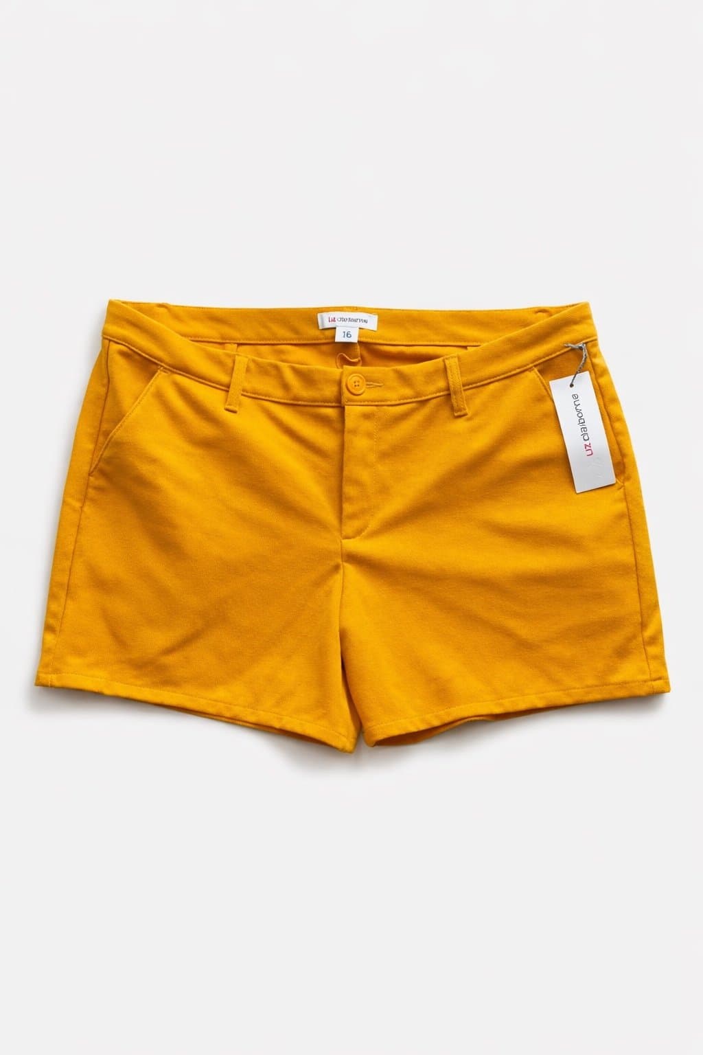 NWT Liz Claiborne Women’s Mustard Yellow Shorts Size 16 Stretch Summer Shorts