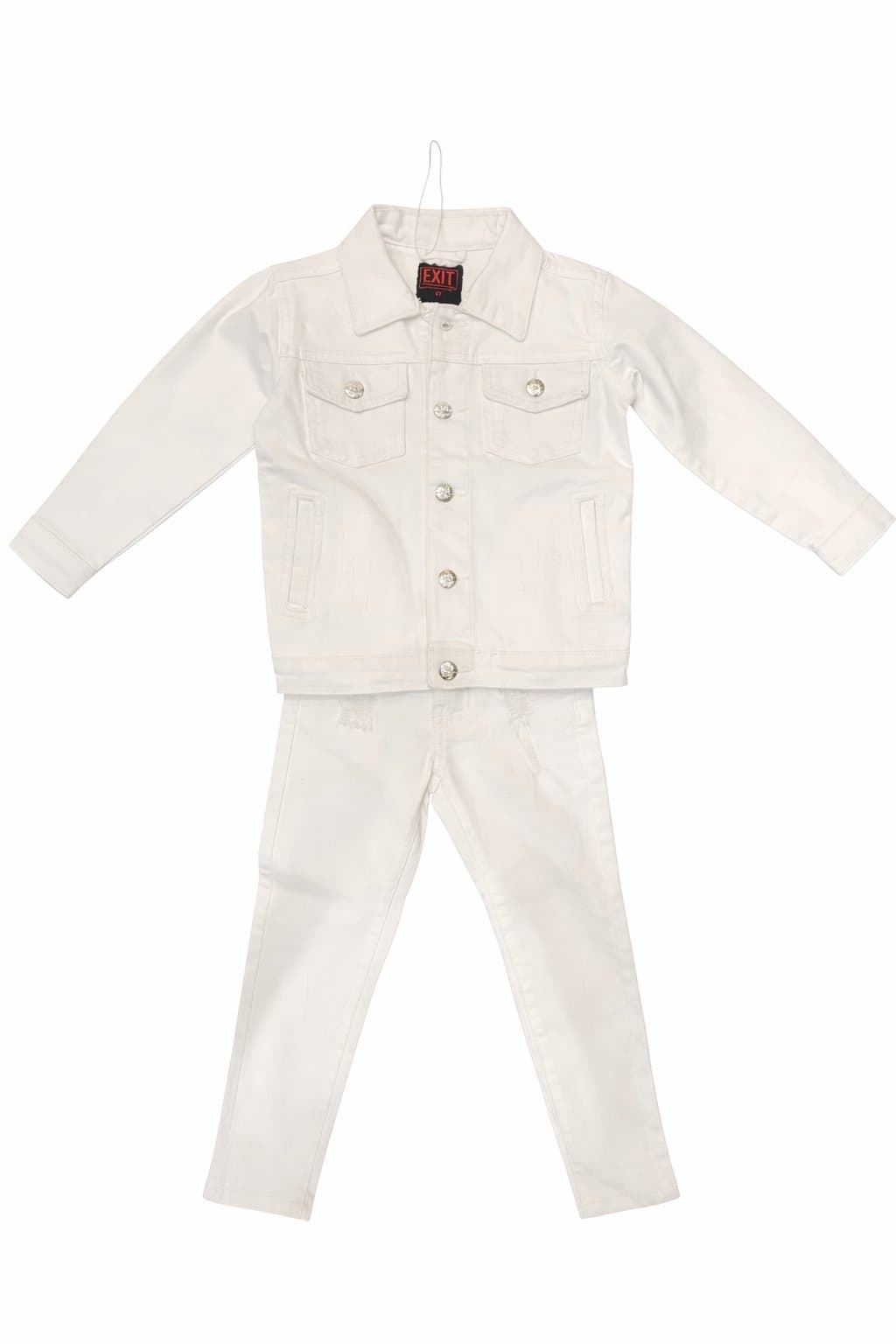 EXIT Apparel Toddler White Denim Jacket & Pants Set Size 2T NWT Designer Outfit