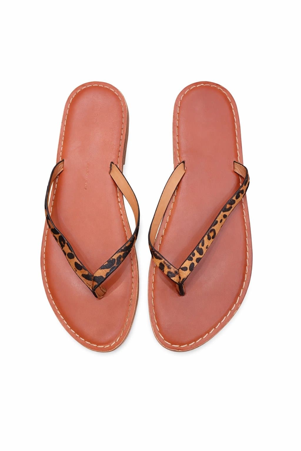 Gap Leopard Print Calf Hair Flip Flop Sandals Womens Size 10 Brown Leather bed