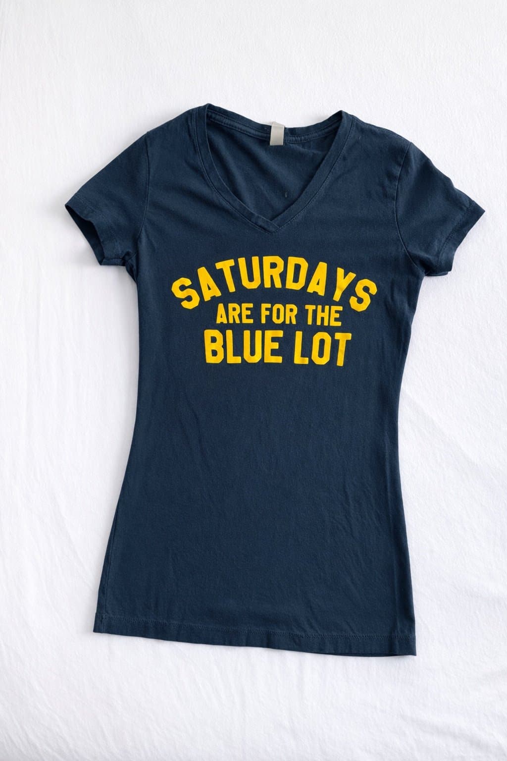 Saturdays Are For The Blue Lot Tee – Women’s Large – Navy V-Neck Next Level Tee