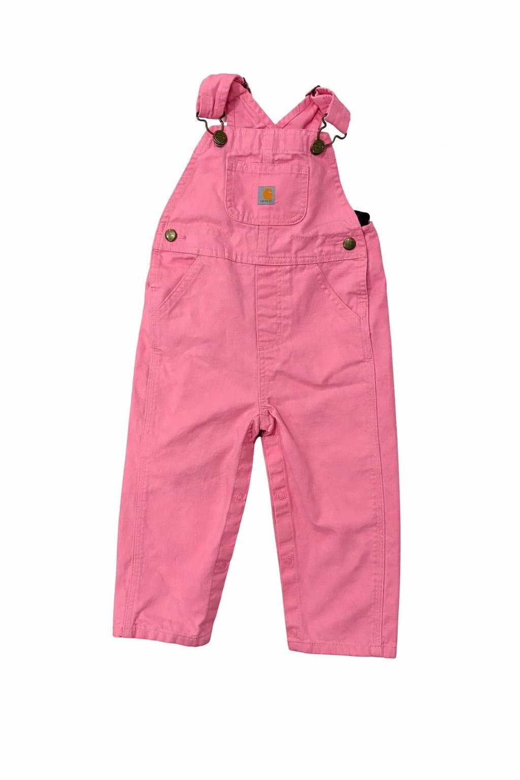 Carhartt Baby Girl Pink Canvas Overalls 24M Cotton Snap Leg Bib One Piece
