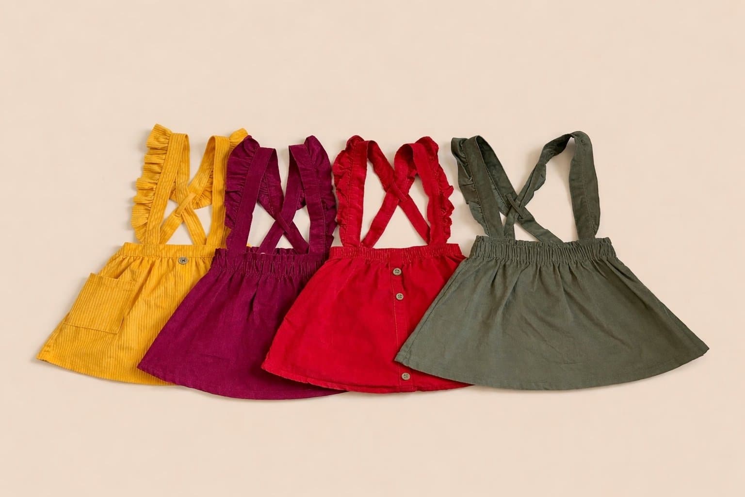 **Lot of 4** Size 2T Toddler Girls Suspender Corduroy Dresses