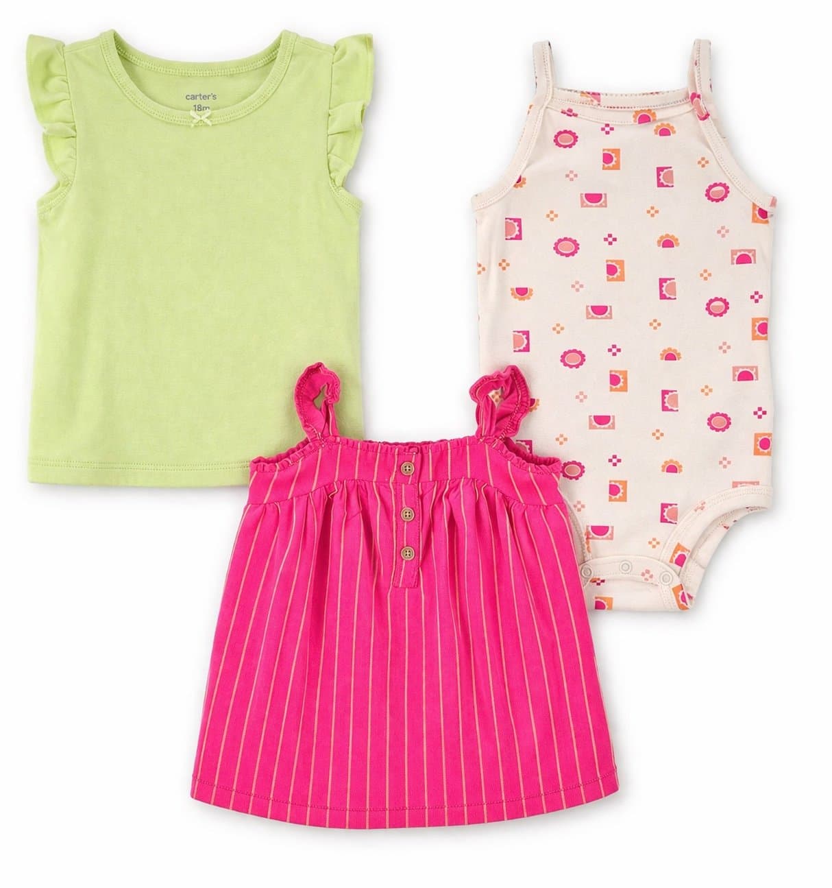 Carter’s Baby Girl 3 Piece Outfit Set 18M Summer Tops Bodysuit Bundle