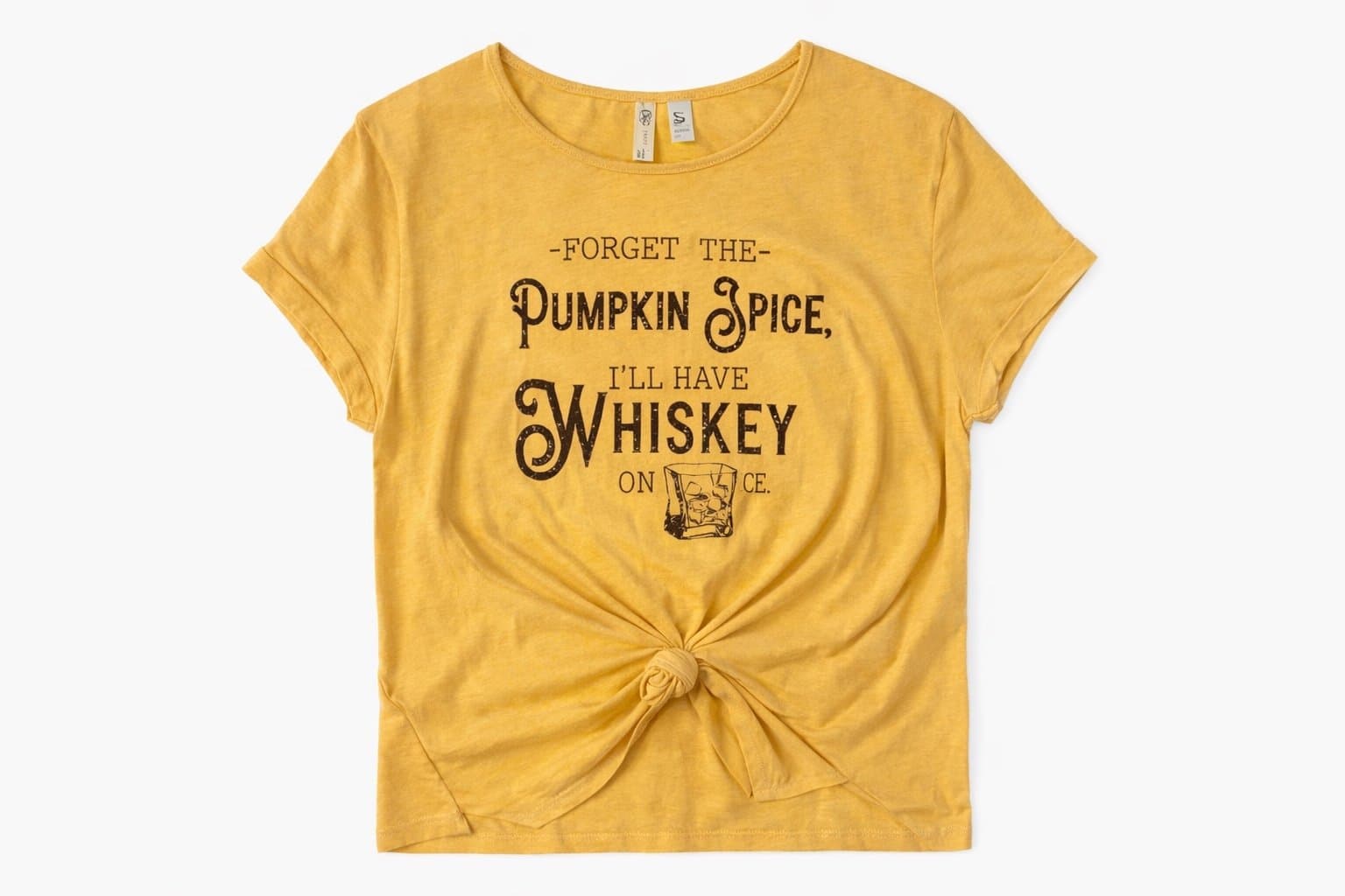 Cato Pumpkin Spice Whiskey Graphic Tee Mustard Yellow Women’s Small Fall Shirt