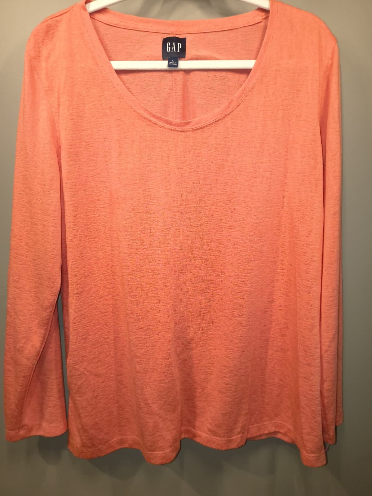 Gap T-Shirt Women's Large Pink Casual Long Sleeve Round Neck Pullover Basic Tee