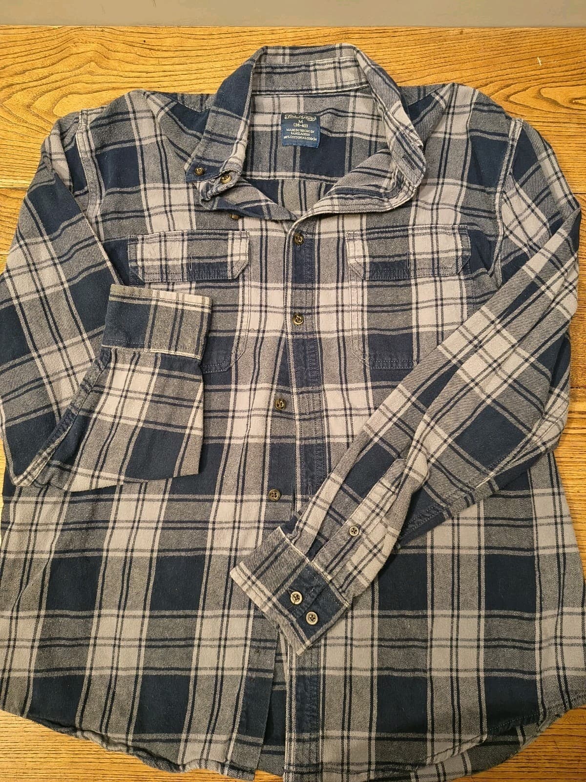 Faded Glory Men's Blue/ Grey Plaid Flannel Size Medium
