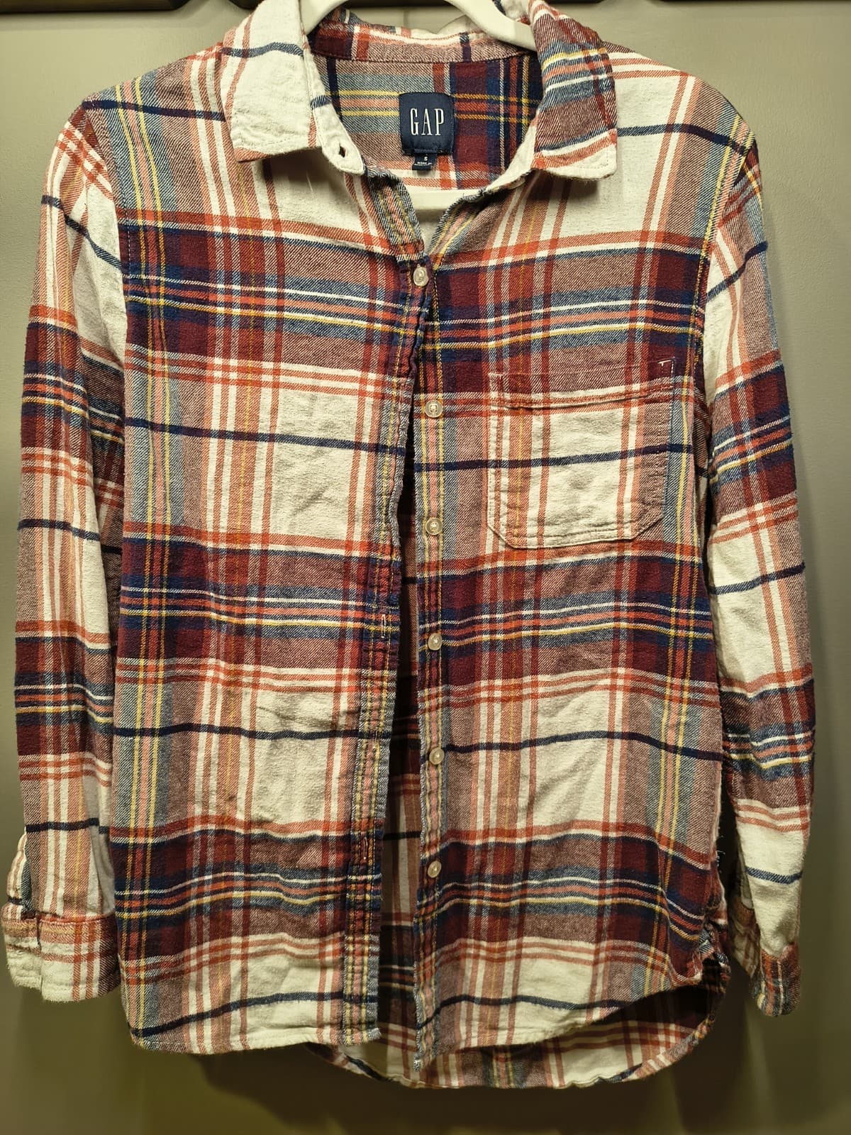 Gap Long Sleeve Button Up Soft Flannel Shirt Womens Small Multicolor Plaid