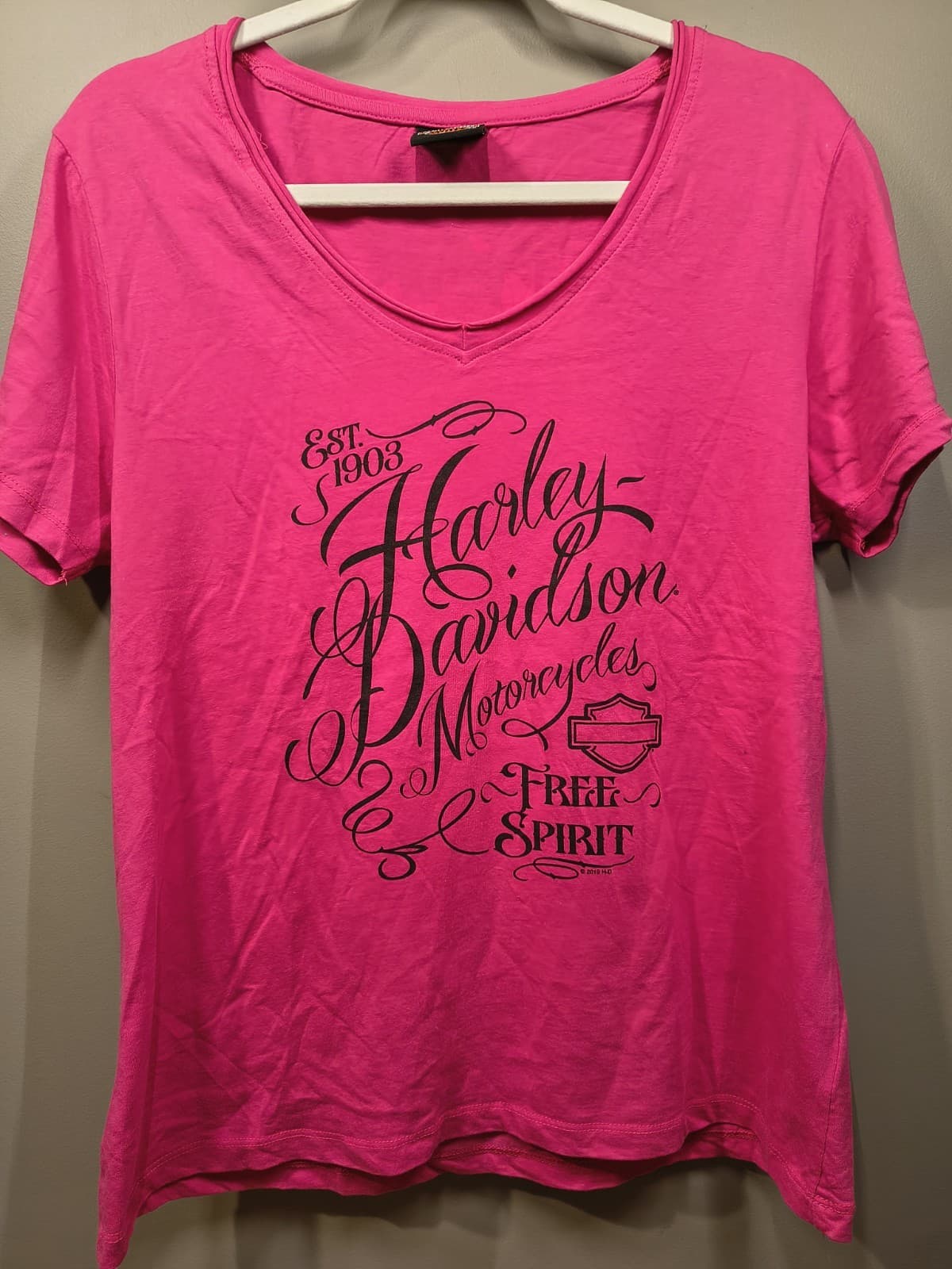 Harley-Davidson Women's Short Sleeve V-Neck Pink Size Large Cookeville TN