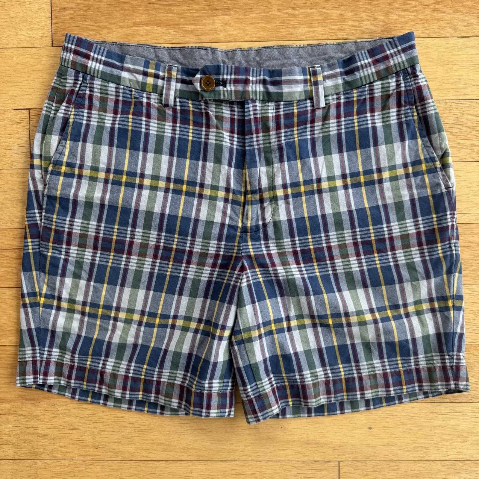 Brooks Brothers Men's 33" Multicolor Plaid Cotton Bermuda Shorts
