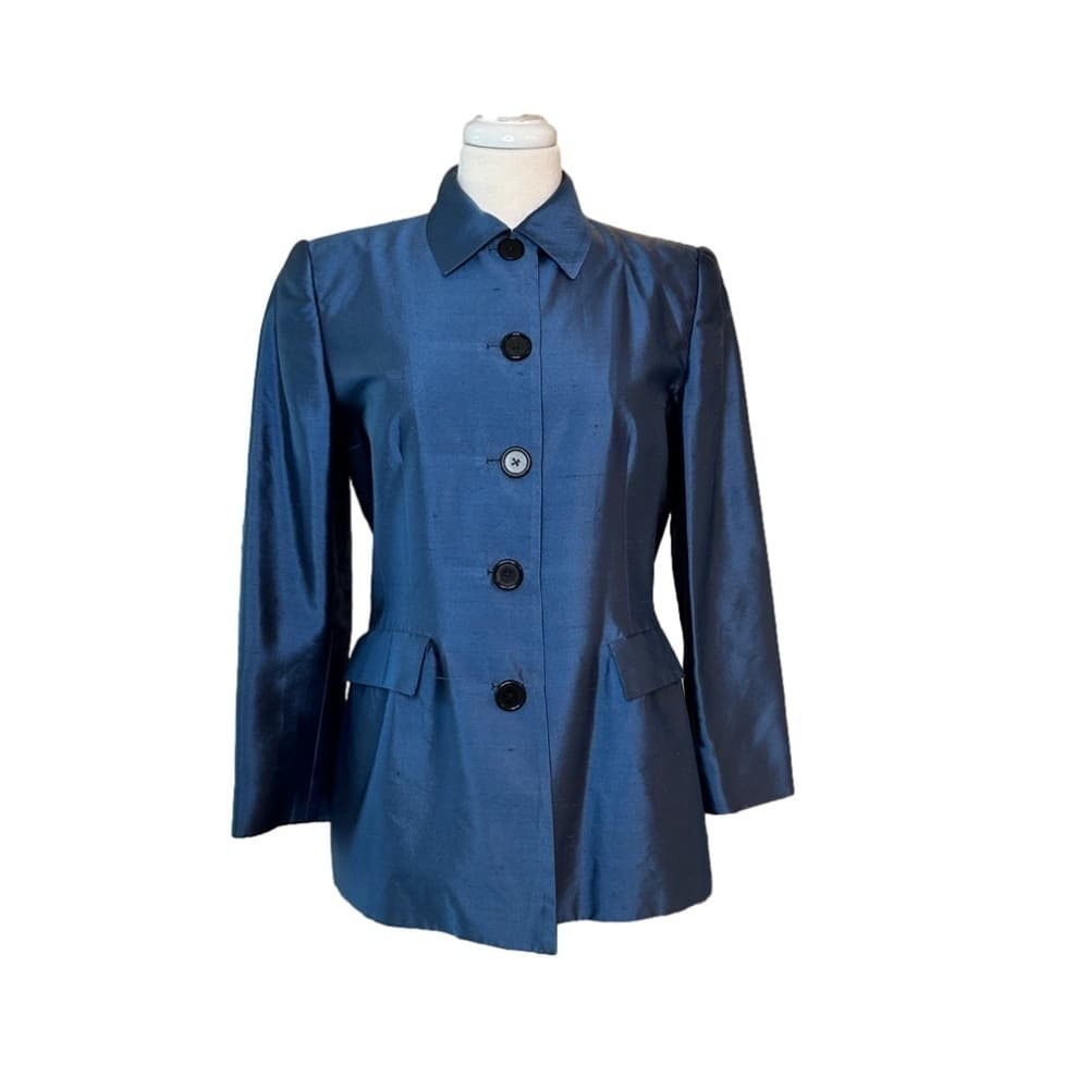 Ralph Lauren Collection Purple Label Size 6 Blue Blazer Lightweight Vintage Silk