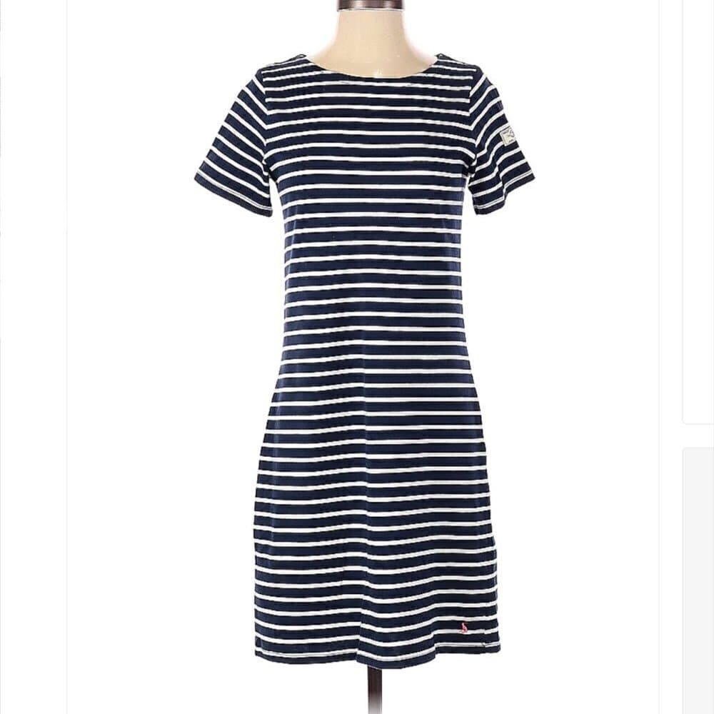 JOULES Navy & White Preppy Short Sleeve Casual Dress Size 4