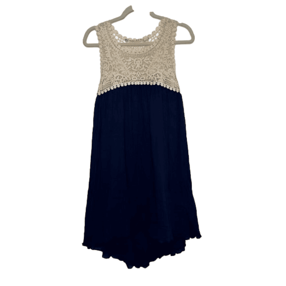 CHELSEA & VIOLET Womens' Navy Blue Cream Crochet Lace Dress Small $128.00 Size S