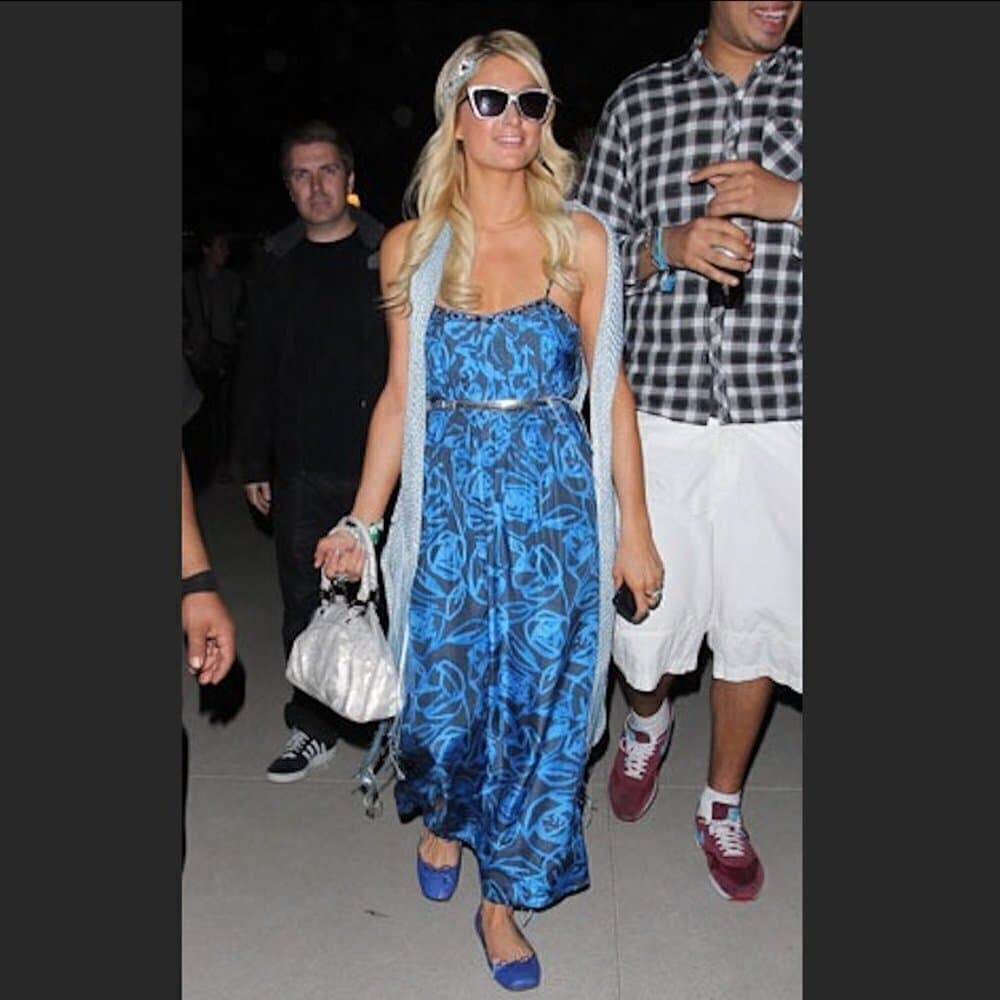Rebecca Taylor Paris Hilton Coachella Silk Maxi Blue & Gray Dress Size 10