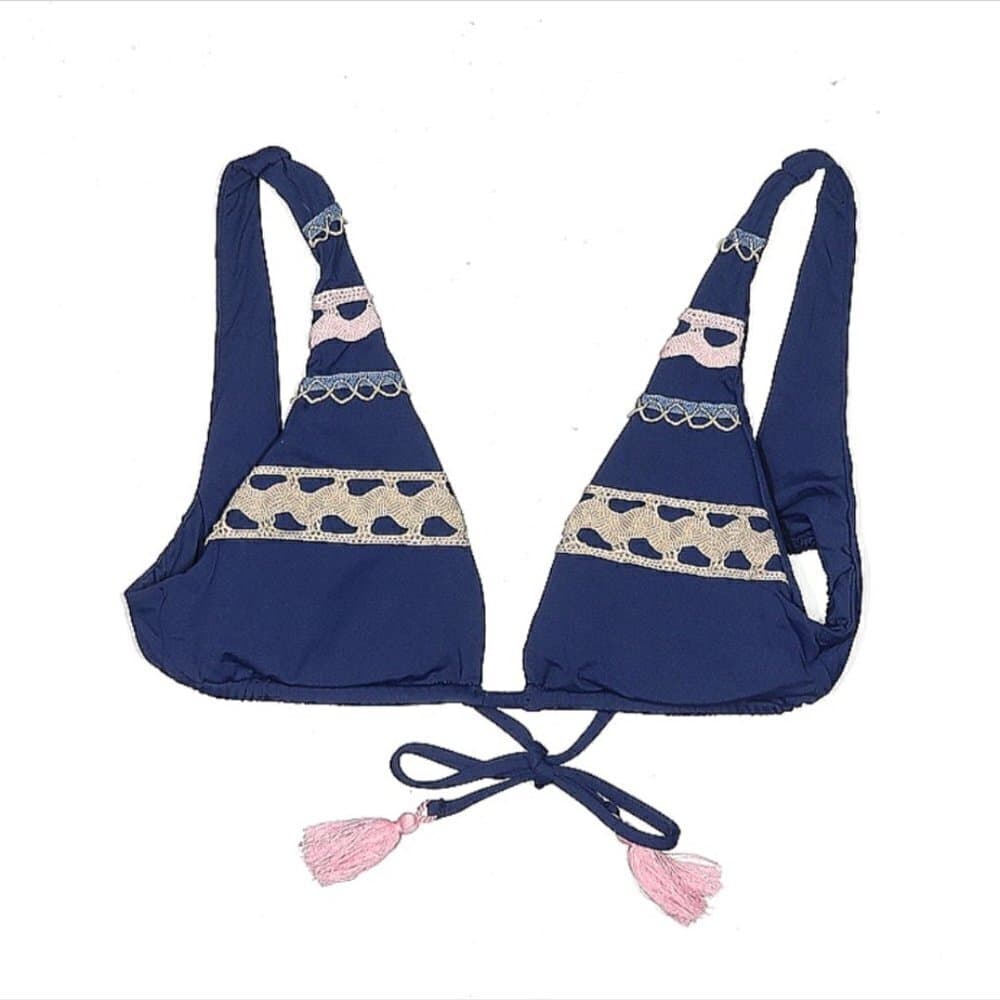 Isabella rose navy, pink, tan bikini swimsuit top size S