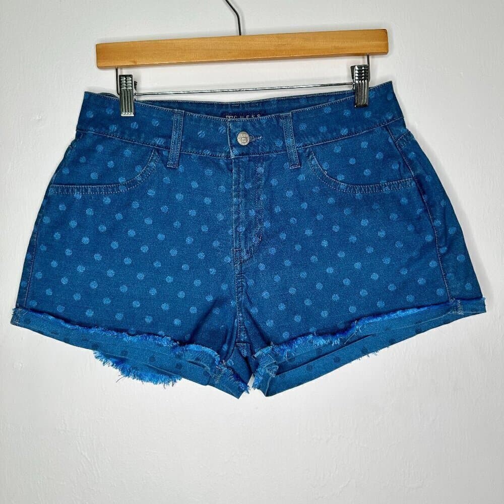 GUESS Blue Denim Pola-Dots SHORTS SIZE 31 MSRP $79.00