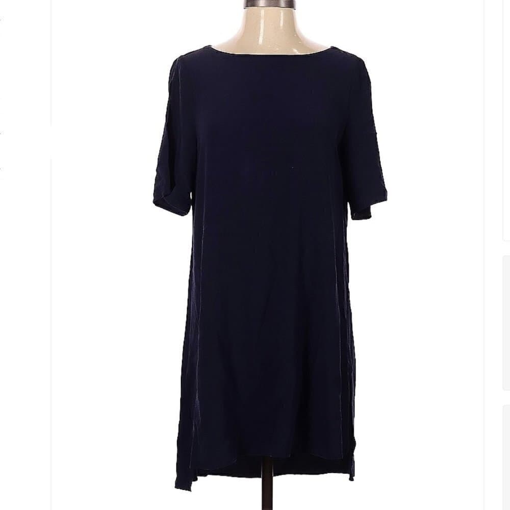 EILEEN Fisher Navy Blue Short Sleeve Casual Dress Size S