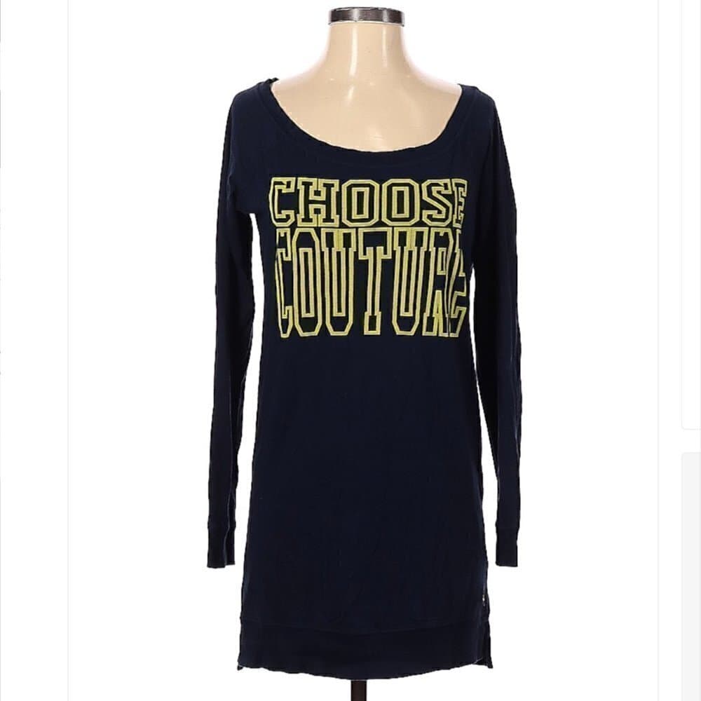 Juicy Couture Long Sleeve T-Shirt Dress Blue & Yellow Size S