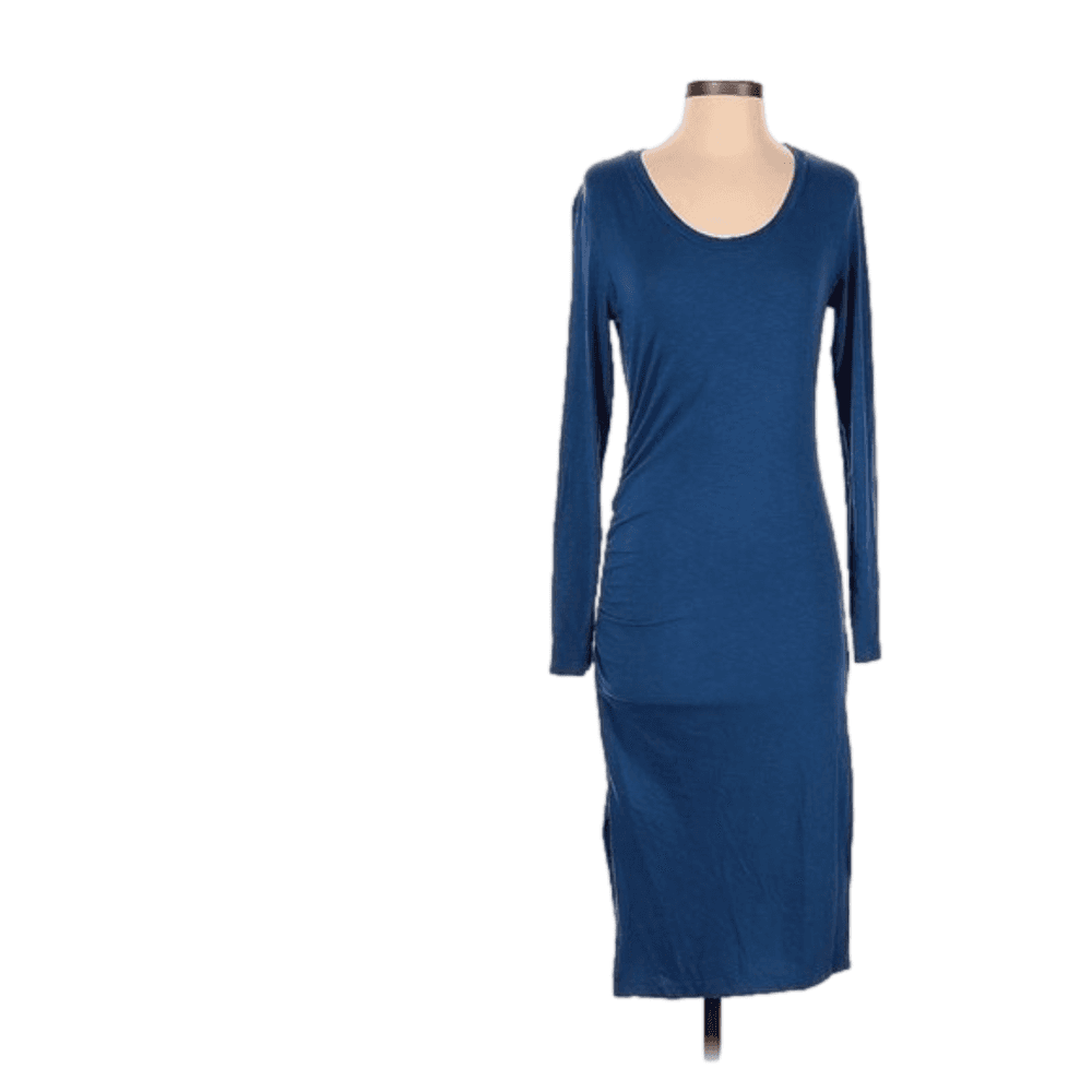 Sundry Blue Casual Fitted Ruched Dress Size Sm (1)