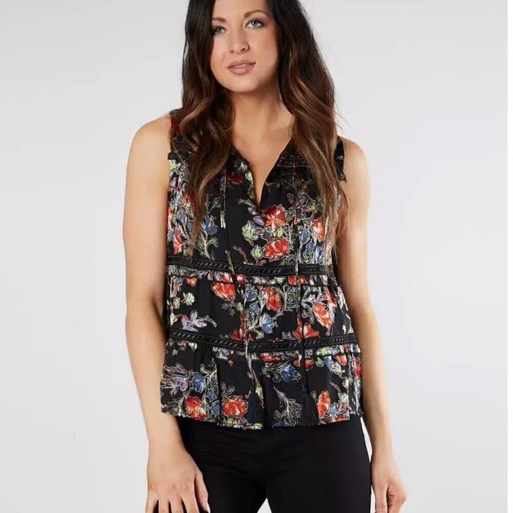 Miss Me from Buckle Floral Satin Tank Top Size S