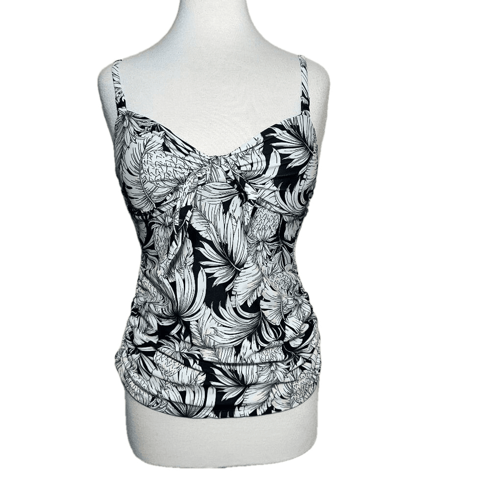 Old Navy Maternity Tie-Front Nursing Tankini Swim Top Black & White NWT & NWOT
