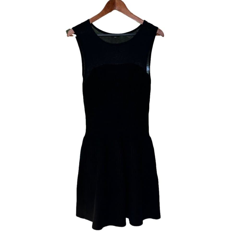 Ann Taylor Black Sleeveless Ribbed Knit Sweater Dress Size S