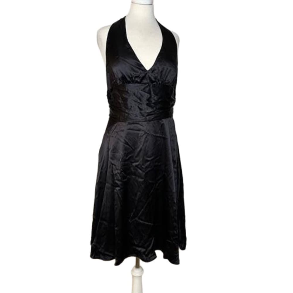 Molly Young in Heart Black 100% Silk Halter Dress Size 12 NEW NWT