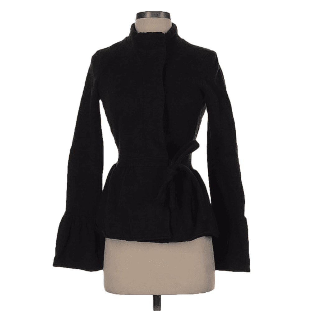 22 Black Long Bell Sleeve Coat Size SP