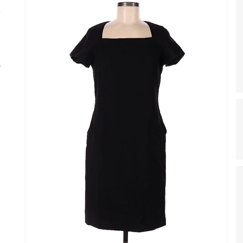 LAFAYETTE 148 New York LBD Black Short Sleeve Wool Dress Size 6