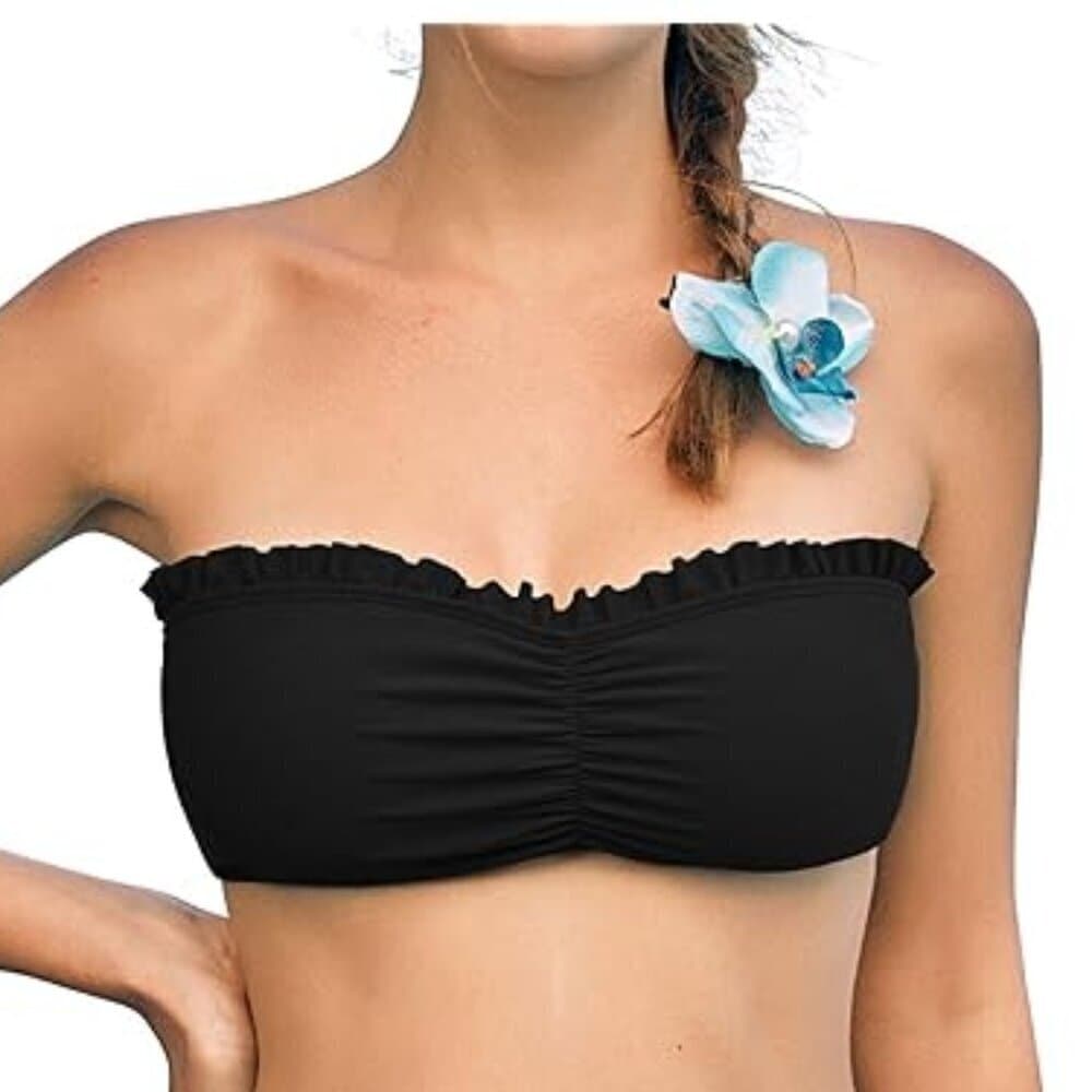 Old Navy Black Bandeau Ruffle Bikini Top NWOT