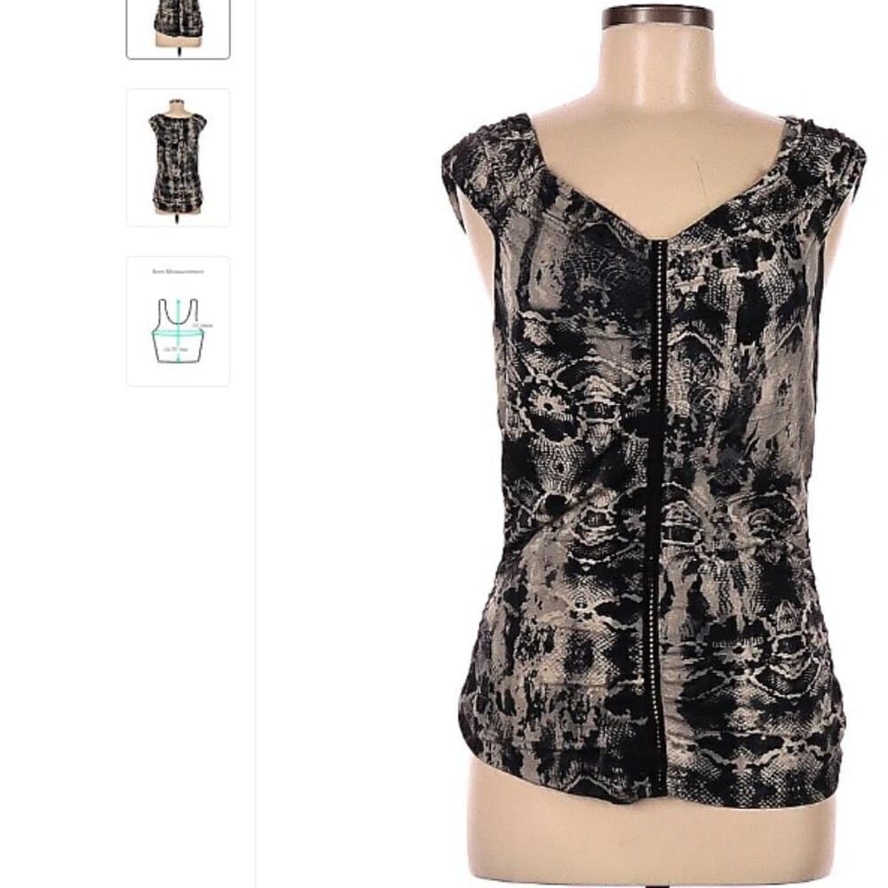 JULIENNE W. Black & Tan Sleeveless Top Size M