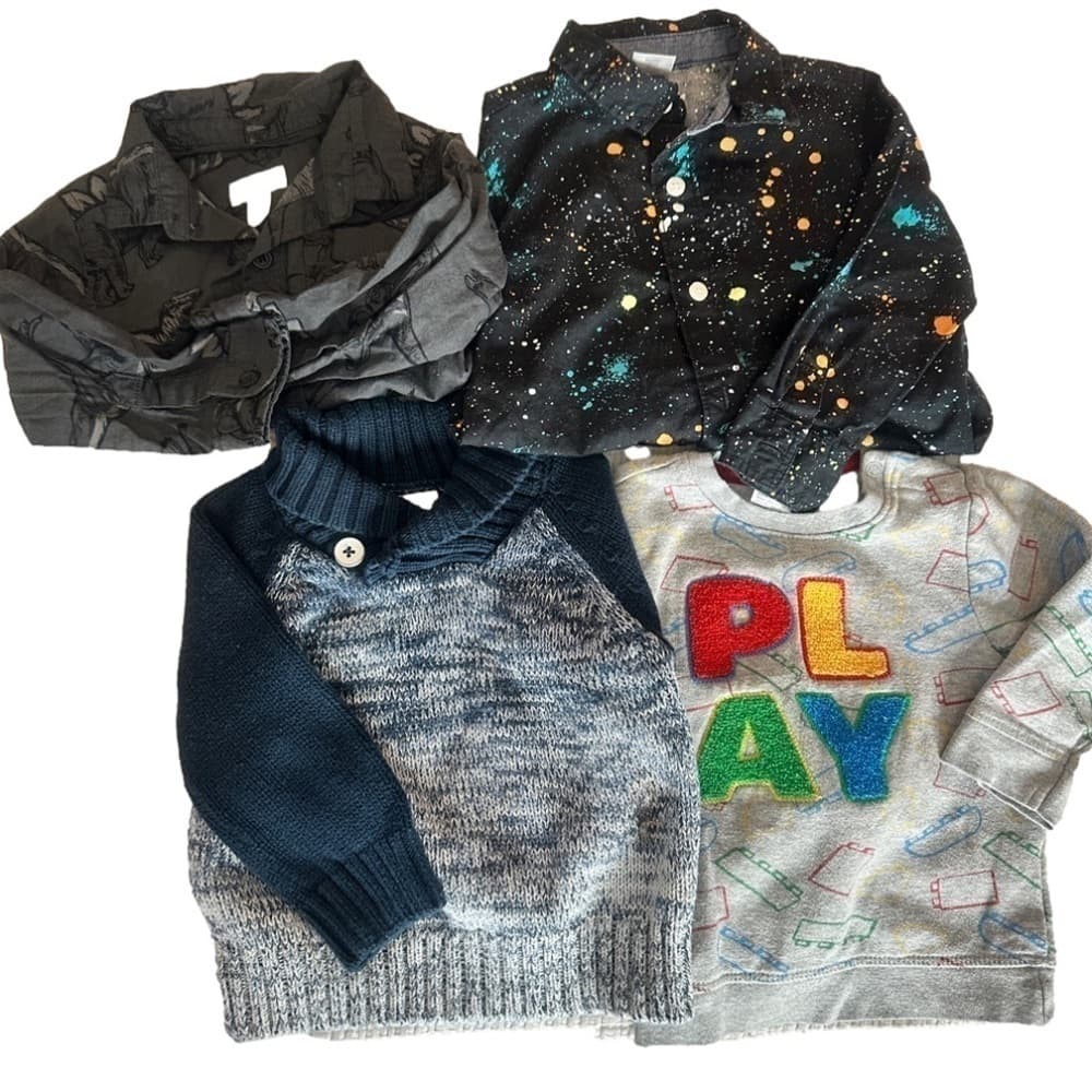 LITTLE Boys Bundle of Four Long Sleeve Tops Size 18 Months
