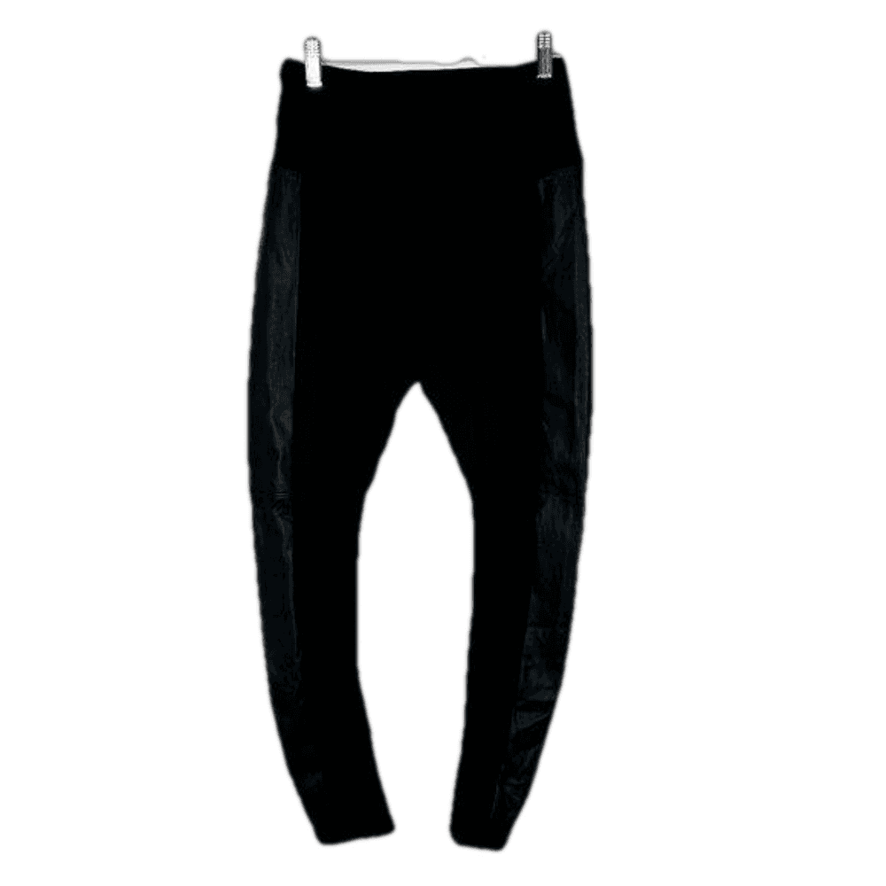 Lysse Black Leggings Faux leather Sides Size S
