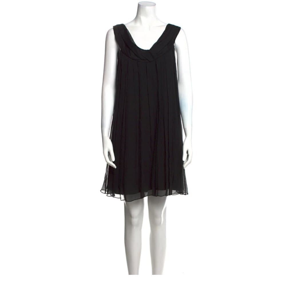 Diane von Furstenberg DVF 100% Silk Chiffon Black Scoop Neck Sleeveless Dress 8