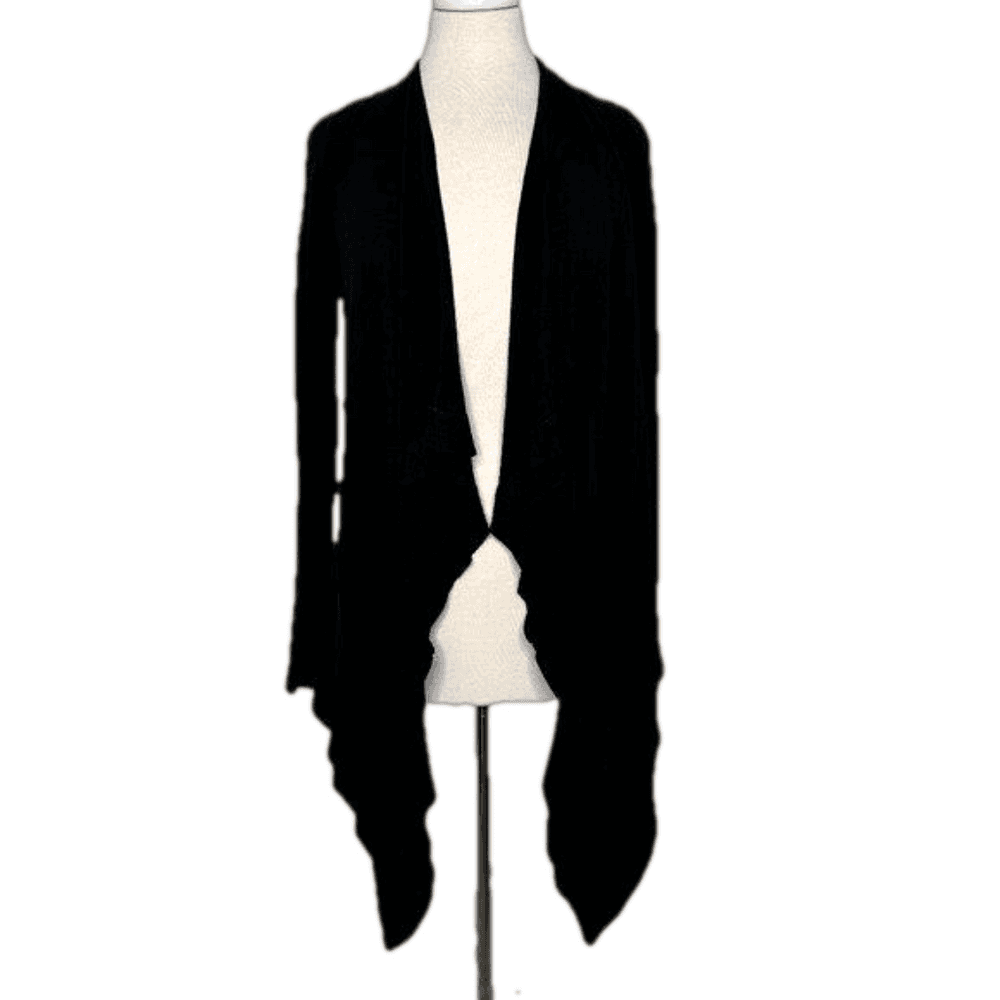 Lululemon Womens Ribbed Sleeve Thin Knit Waterfall Cardigan Sweater Black